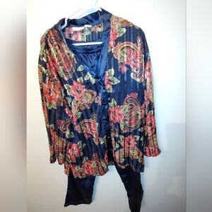 Victoria's Secret Women's Size Large Navy and Floral Pajama Set Vintage